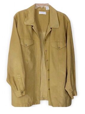 Elizabeth Liz Claiborne Camel Faux Suede Button Shirt Jacket Size 18